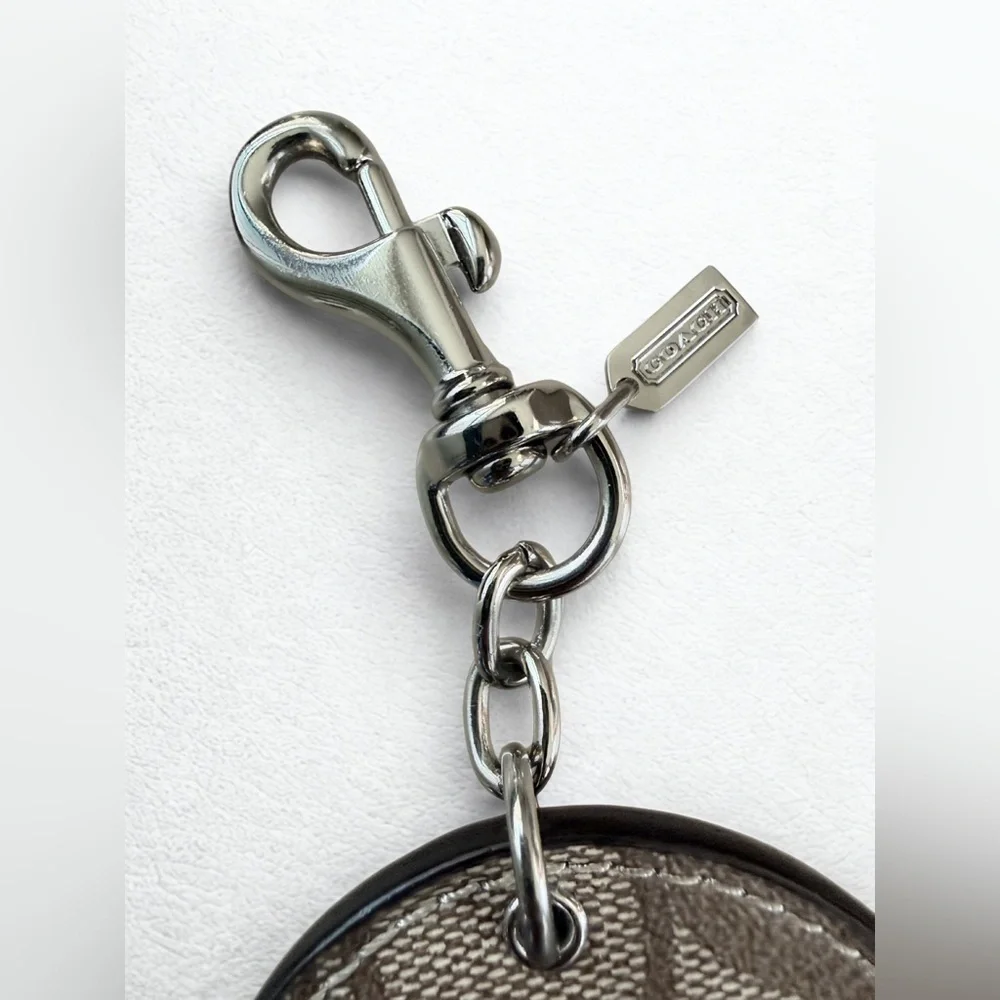 Coach Reversible Circular Bag Charm | Signature Canvas & Cranberry Leather | EUC - Picture 5 of 5